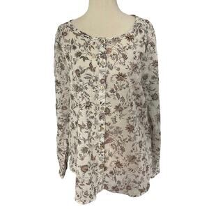 J-Jill Multicolor Floral Cotton Long Sleeve Women's Size Medium | 20-16